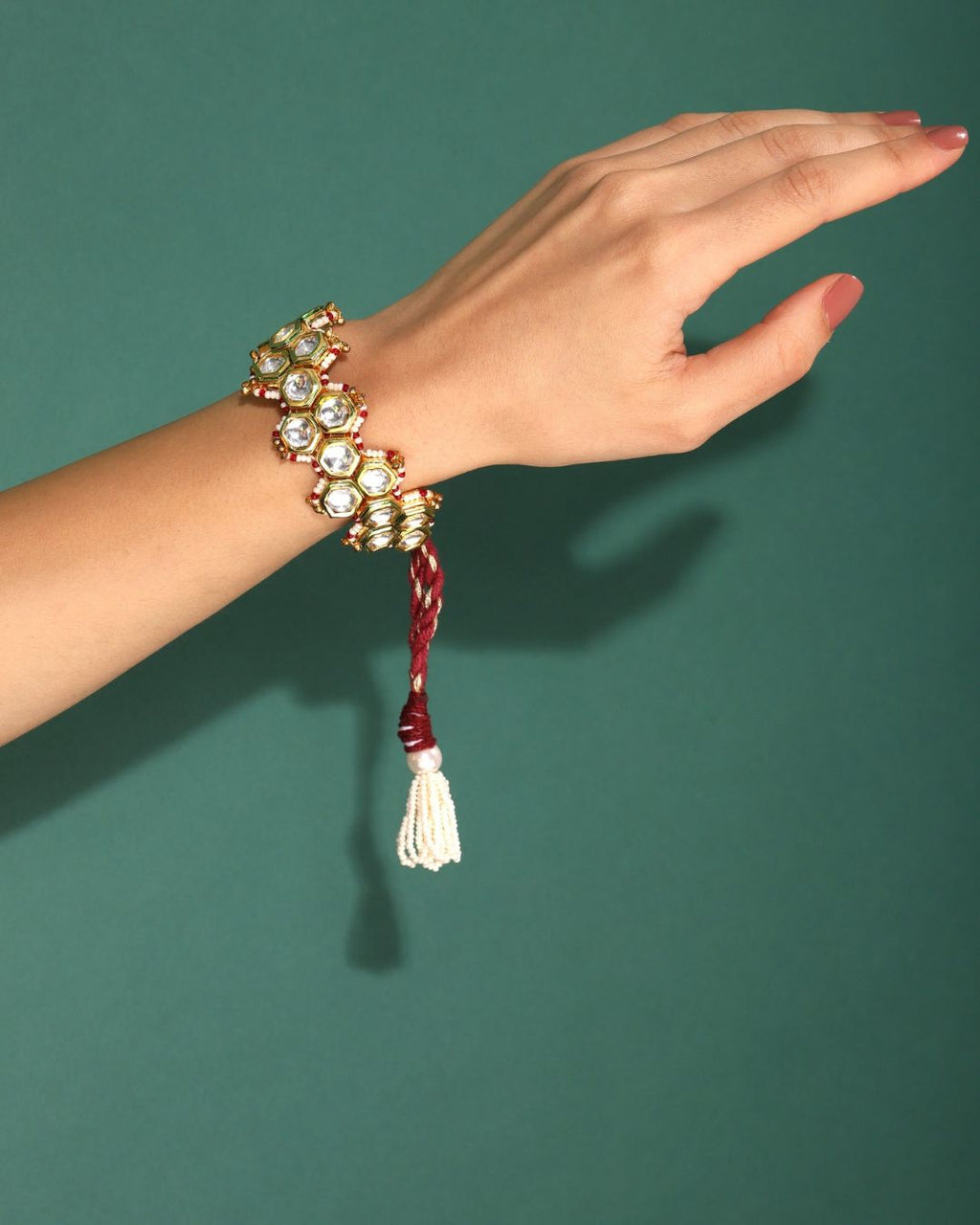 Melania Honeycomb Red Pochi Bracelet - Bracelets & Cuffs - Handcrafted Jewellery - Made in India - Dubai Jewellery, Fashion & Lifestyle - Dori