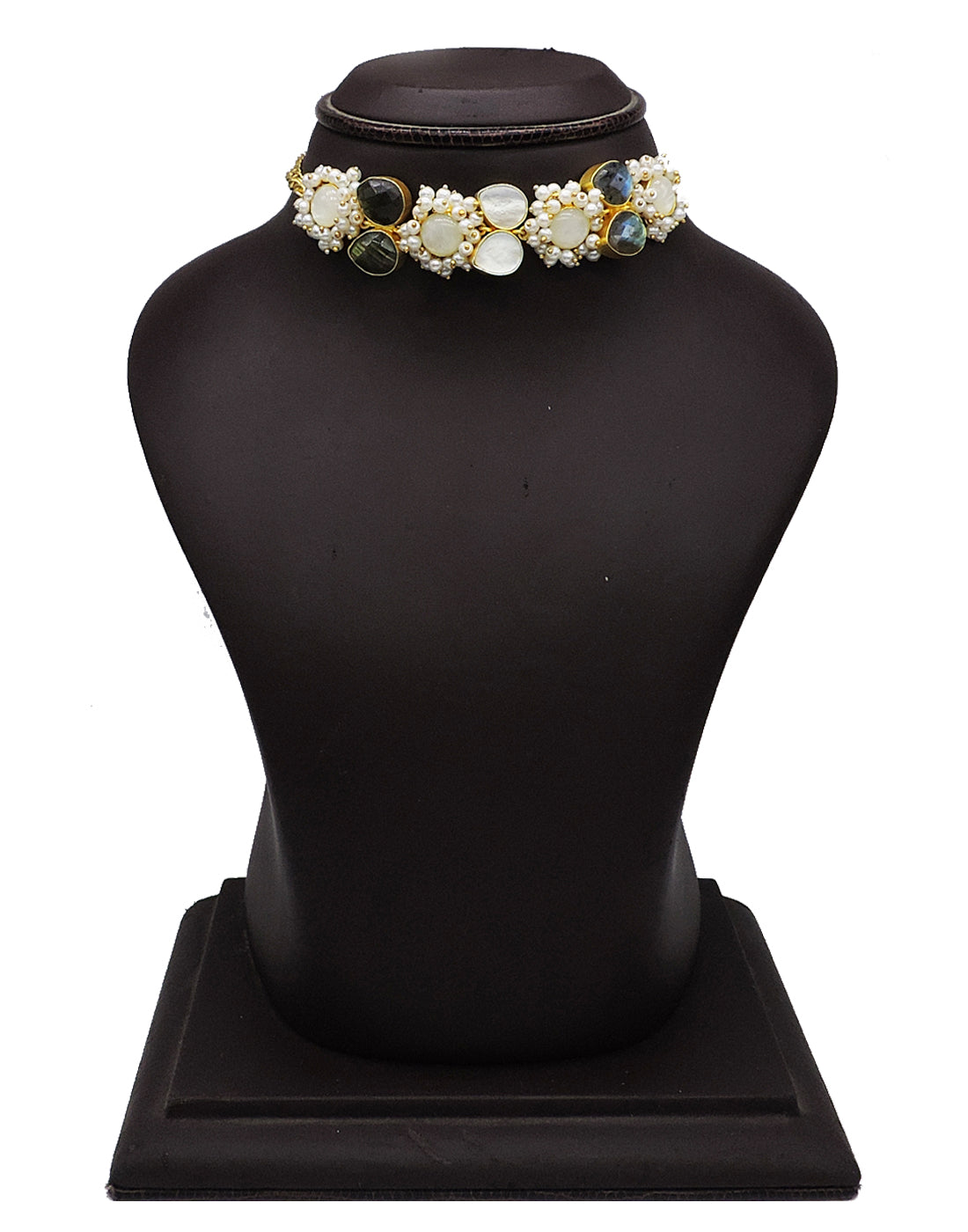 Jewelled Stone Choker - Statement Necklaces - Gold-Plated & Hypoallergenic Jewellery - Made in India - Dubai Jewellery - Dori