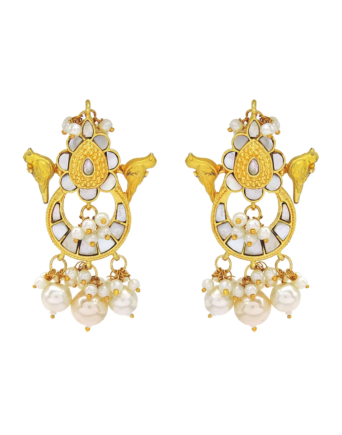 Pearl & Shell Statement Cluster Earrings