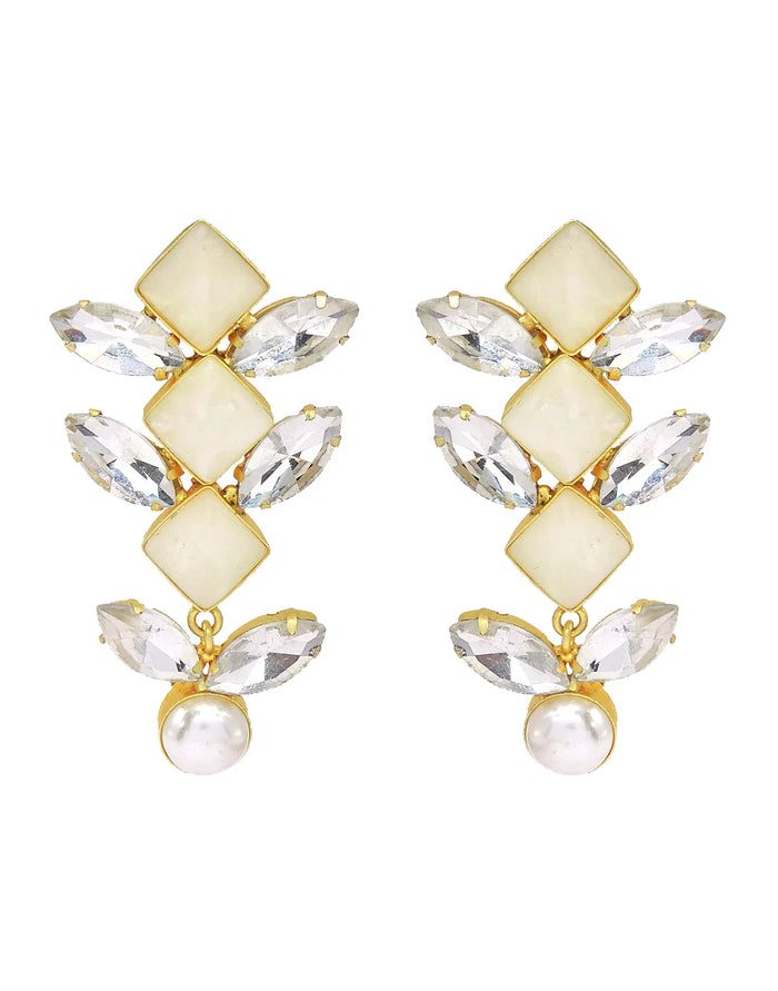Pearl & Crystal Statement Earrings- Handcrafted Jewellery from Dori
