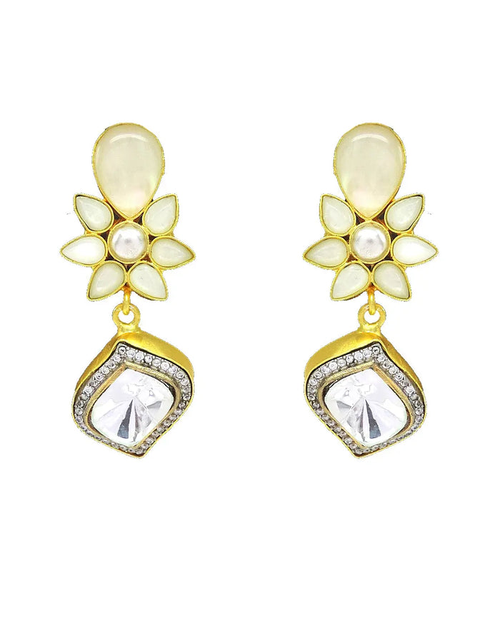 Flower Crystal Earrings - Statement Earrings - Gold-Plated & Hypoallergenic Jewellery - Made in India - Dubai Jewellery - Dori