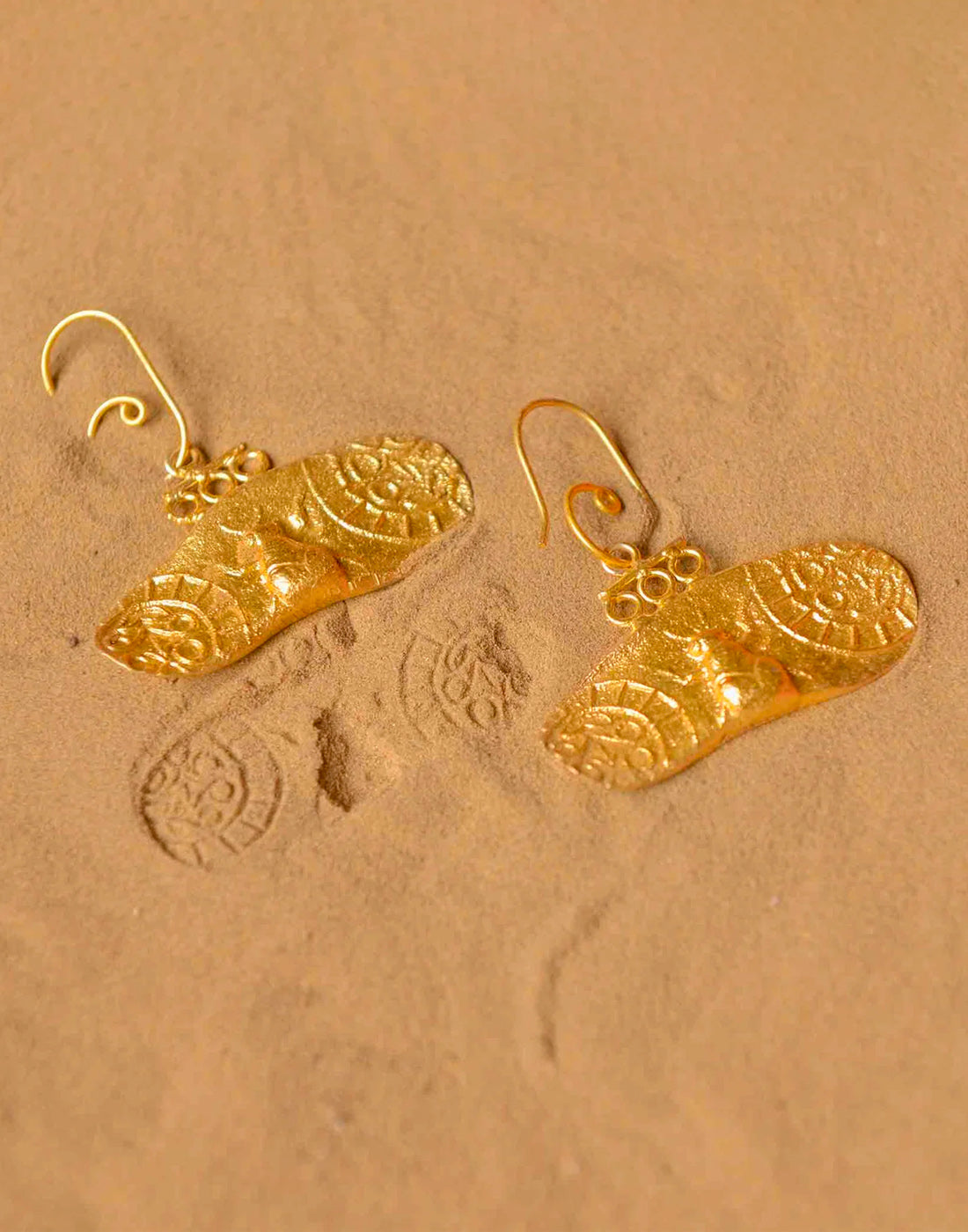 Fossil Danglers 5 - Statement Earrings - Gold-Plated & Hypoallergenic Jewellery - Made in India - Dubai Jewellery - Dori