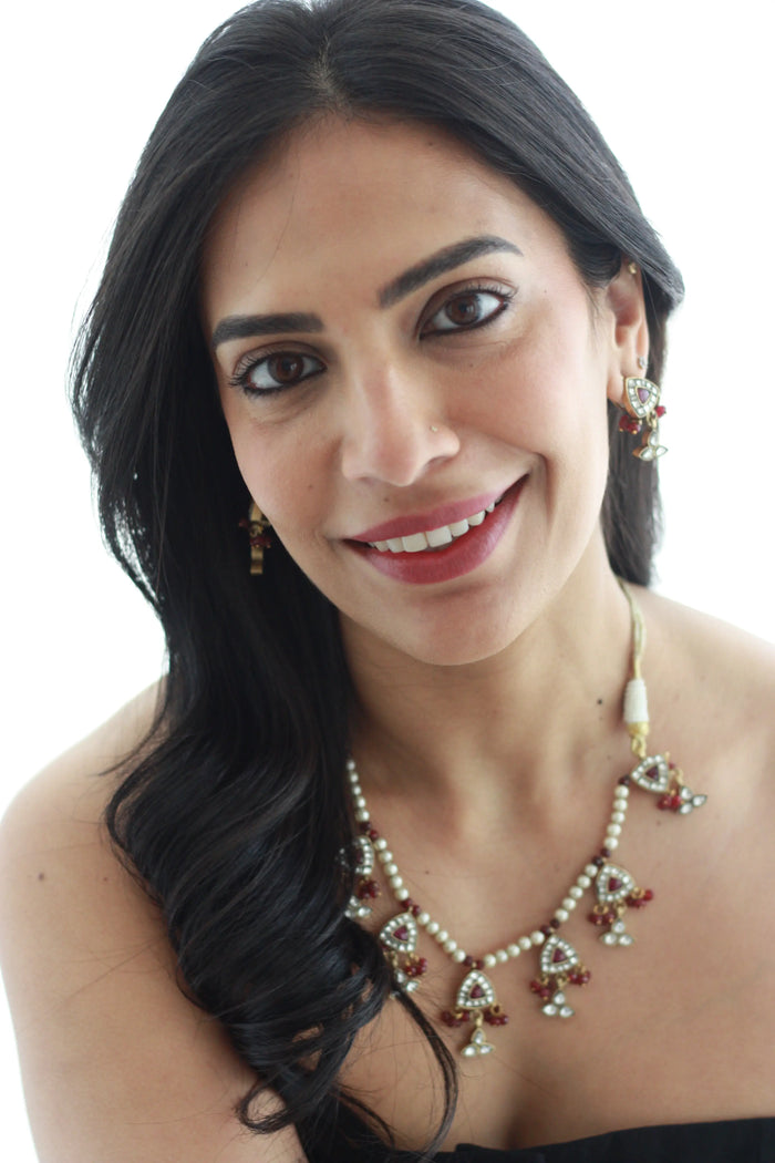 Ruby and Pearl Kundan Necklacefrom Dori