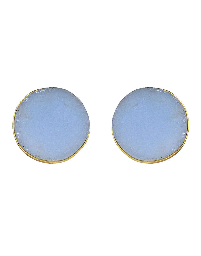 Stone Earrings (Blue Onyx) - Statement Earrings - Gold-Plated & Hypoallergenic Jewellery - Made in India - Dubai Jewellery - Dori