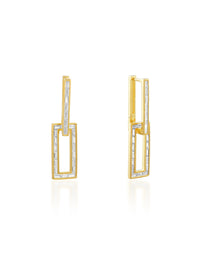 Studded Rectangle Danglers - Statement Earrings - Gold-Plated & Hypoallergenic Jewellery - Made in India - Dubai Jewellery - Dori