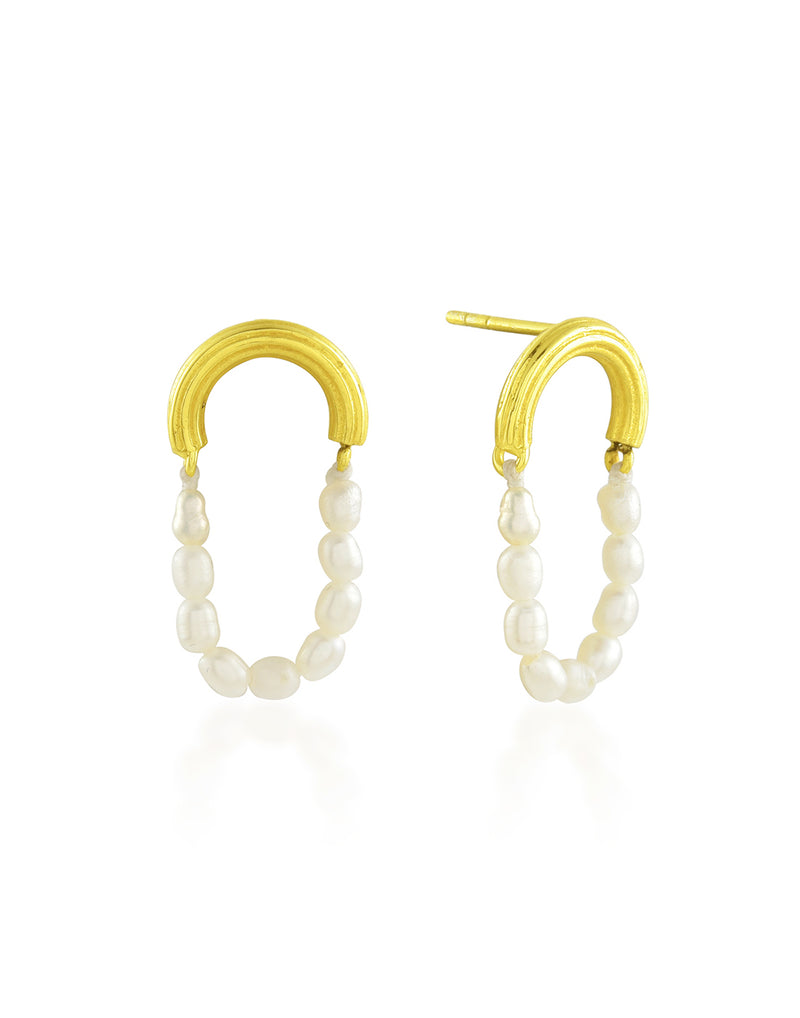 Pearl Beaded Earrings - Statement Earrings - Gold-Plated & Hypoallergenic Jewellery - Made in India - Dubai Jewellery - Dori