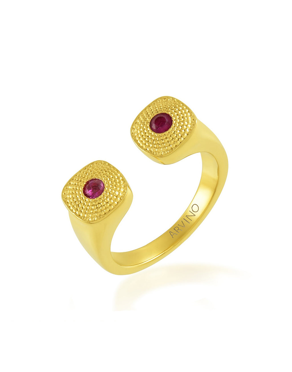Pink Gem Granulated Open Chunky Ring - Statement Rings - Gold-Plated & Hypoallergenic Jewellery - Made in India - Dubai Jewellery - Dori