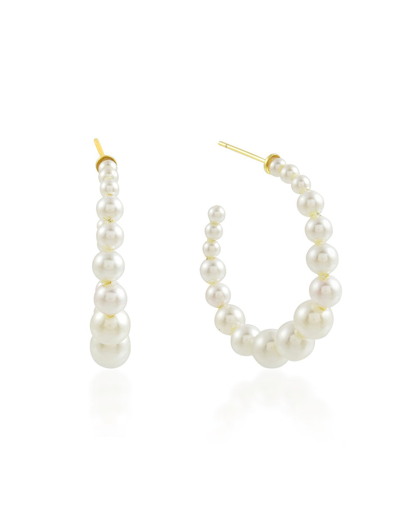 Mixed Pearl Hoops - Statement Earrings - Gold-Plated & Hypoallergenic Jewellery - Made in India - Dubai Jewellery - Dori
