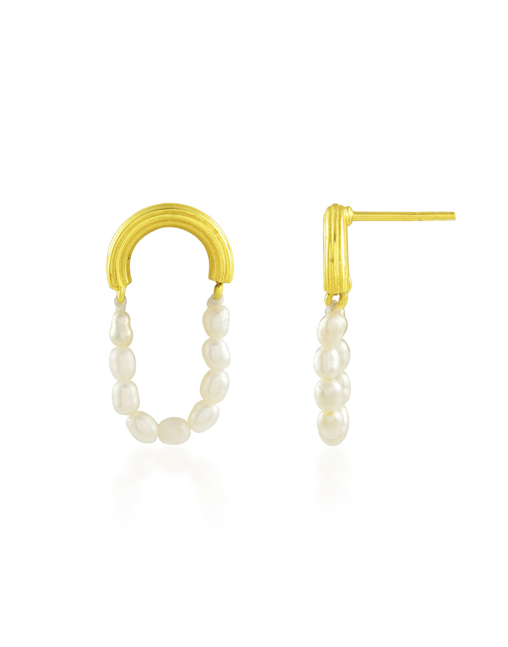 Pearl Beaded Earrings - Statement Earrings - Gold-Plated & Hypoallergenic Jewellery - Made in India - Dubai Jewellery - Dori