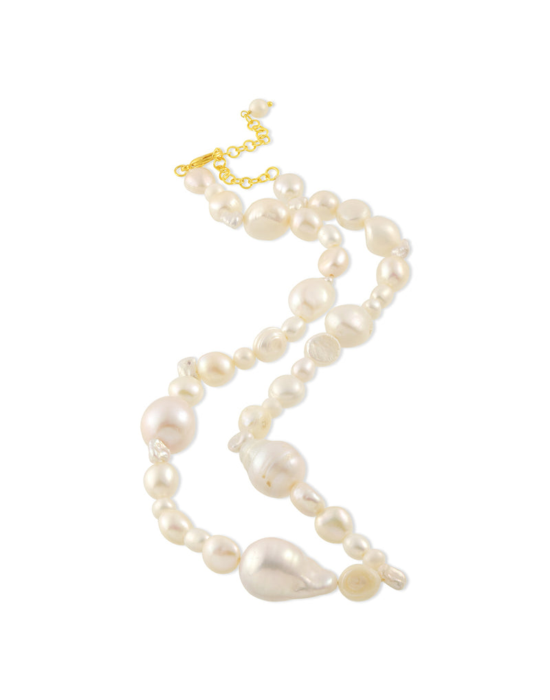 Uneven Pearl Necklace - Statement Necklaces - Gold-Plated & Hypoallergenic Jewellery - Made in India - Dubai Jewellery - Dori