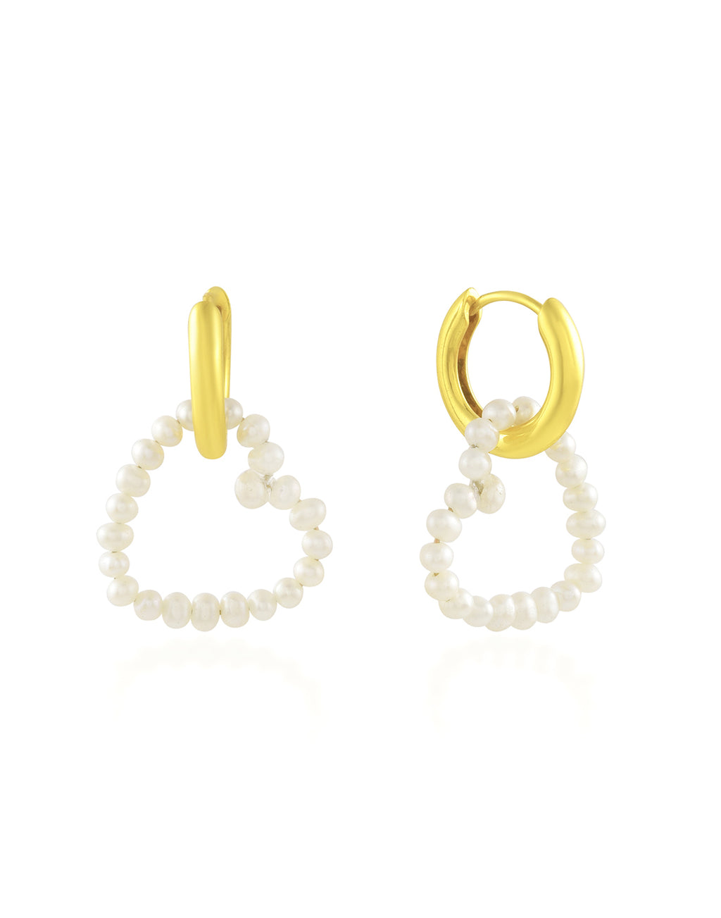 Beaded Heart Huggies - Statement Earrings - Gold-Plated & Hypoallergenic Jewellery - Made in India - Dubai Jewellery - Dori