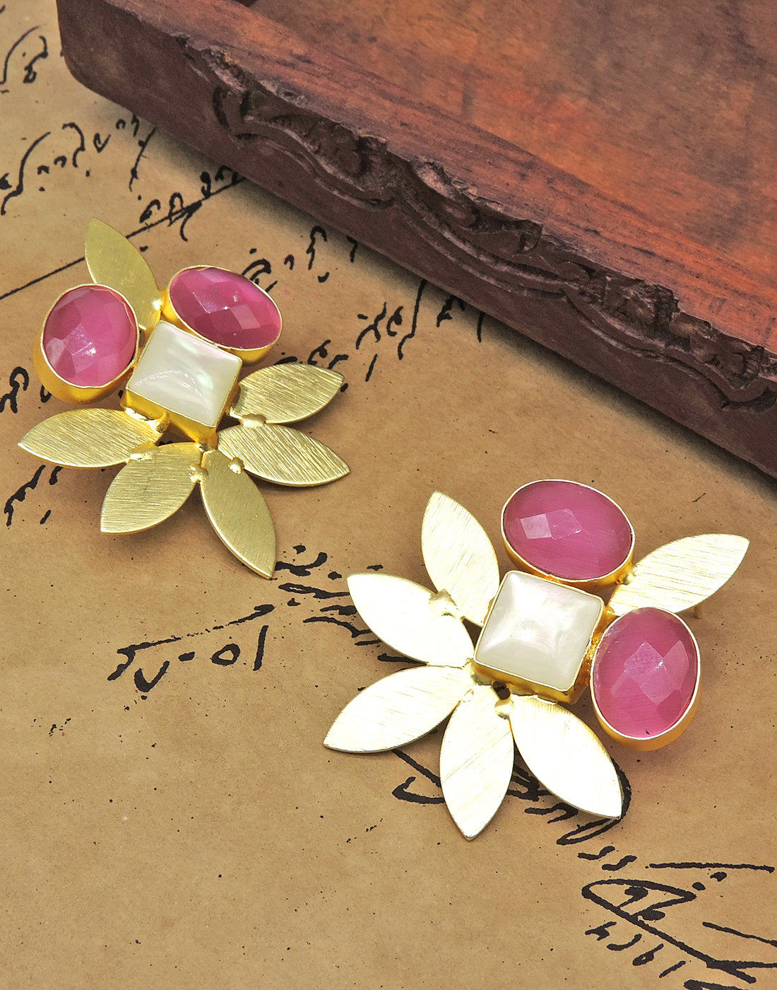 Gold Leaf Earrings - Statement Earrings - Gold-Plated & Hypoallergenic - Made in India - Dubai Jewellery - Dori