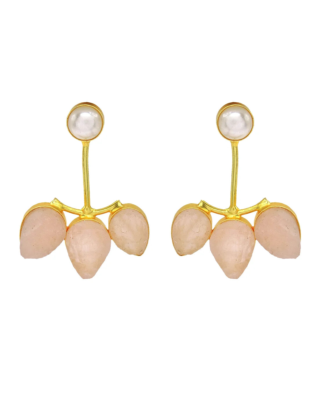 Rose Quartz & Pearl Earrings- Handcrafted Jewellery from Dori