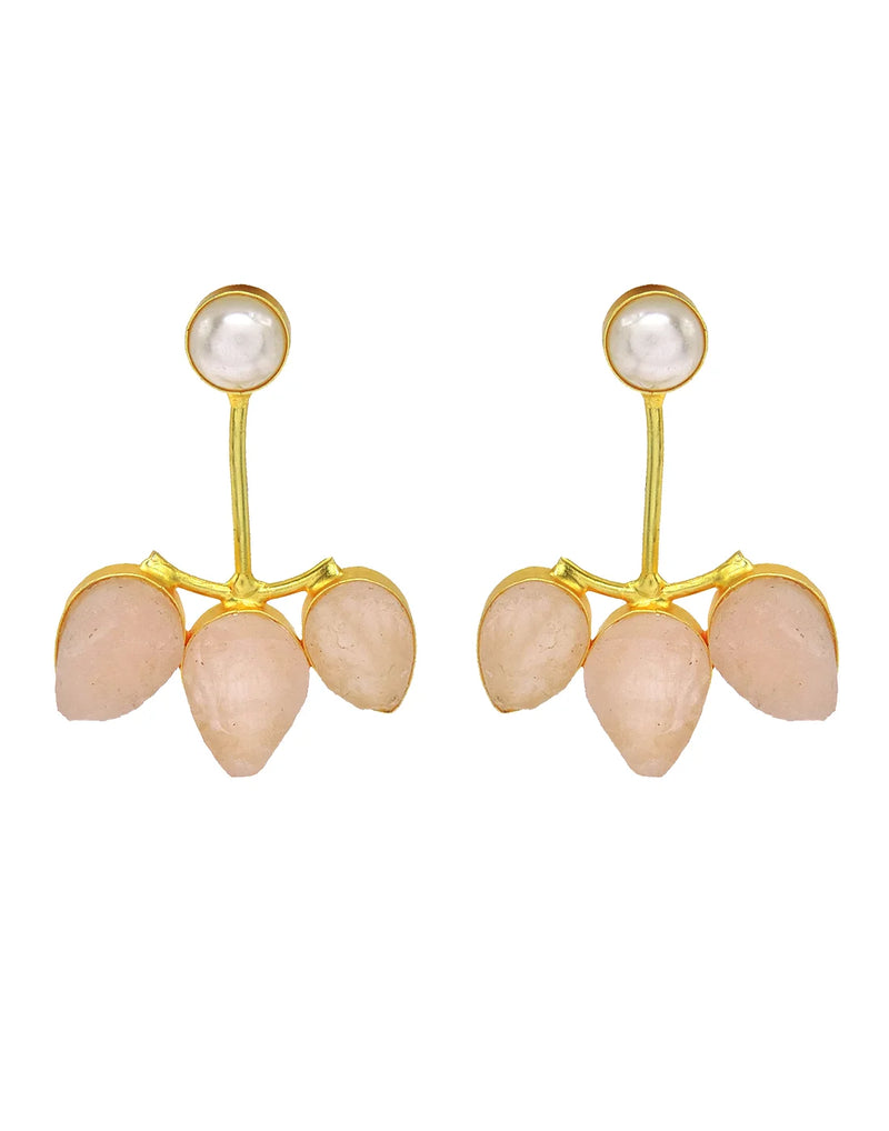 Rose Quartz & Pearl Earrings