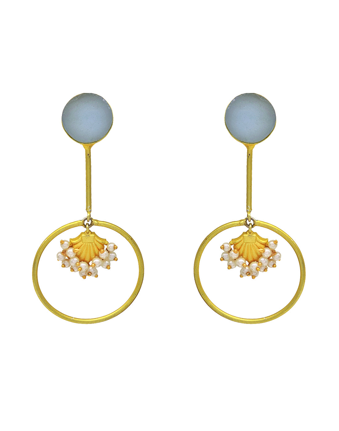 Stick Hoop Earrings (Blue Onyx) - Statement Earrings - Gold-Plated & Hypoallergenic - Made in India - Dubai Jewellery - Dori