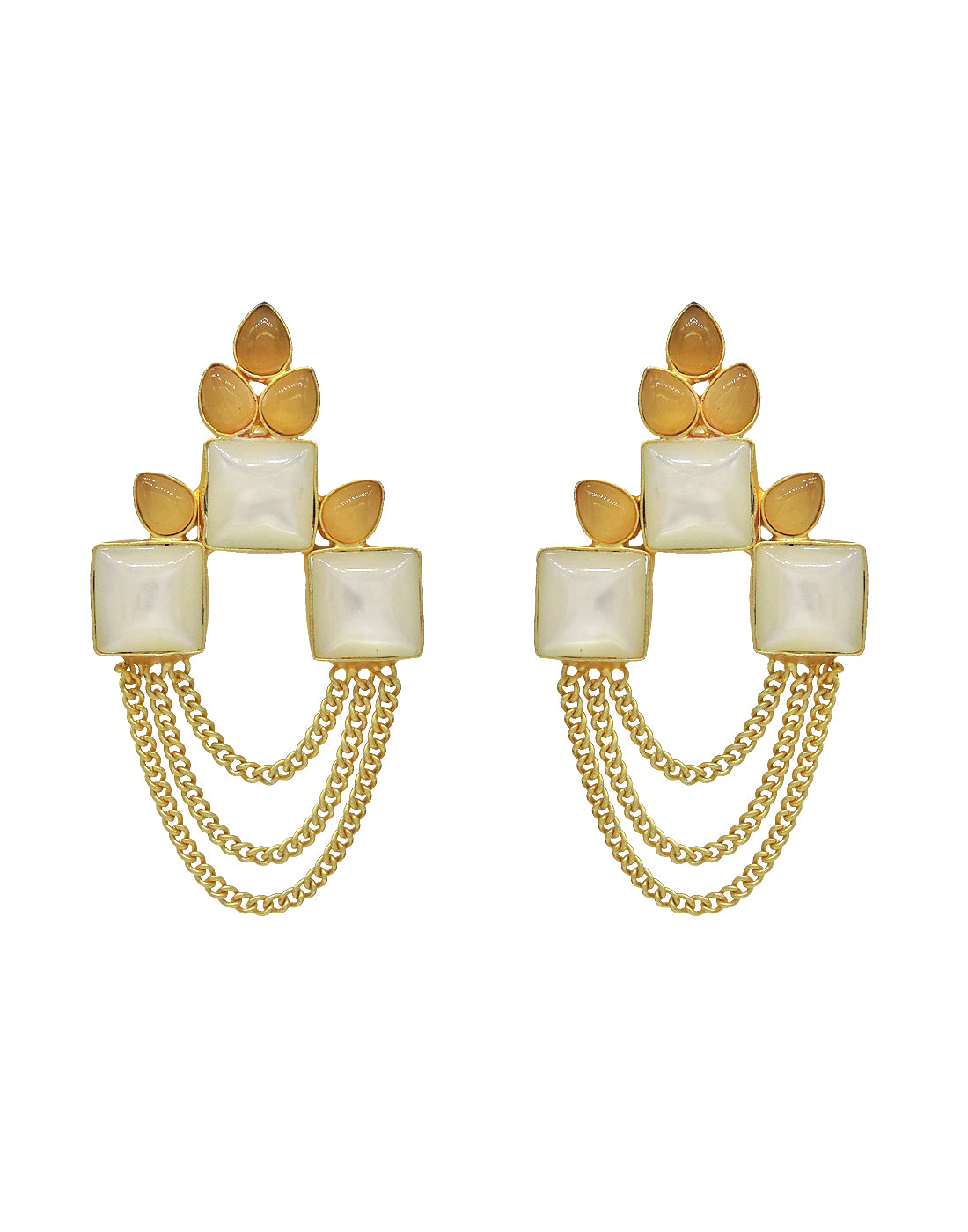 Shell Layered Earrings - Statement Earrings - Gold-Plated & Hypoallergenic - Made in India - Dubai Jewellery - Dori