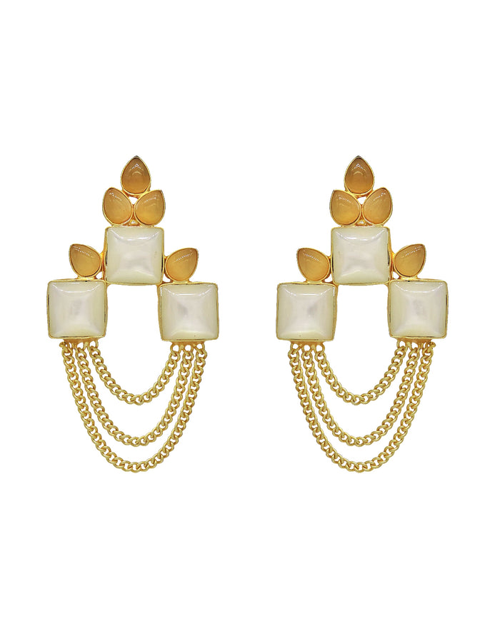 Shell Layered Earrings - Statement Earrings - Gold-Plated & Hypoallergenic - Made in India - Dubai Jewellery - Dori