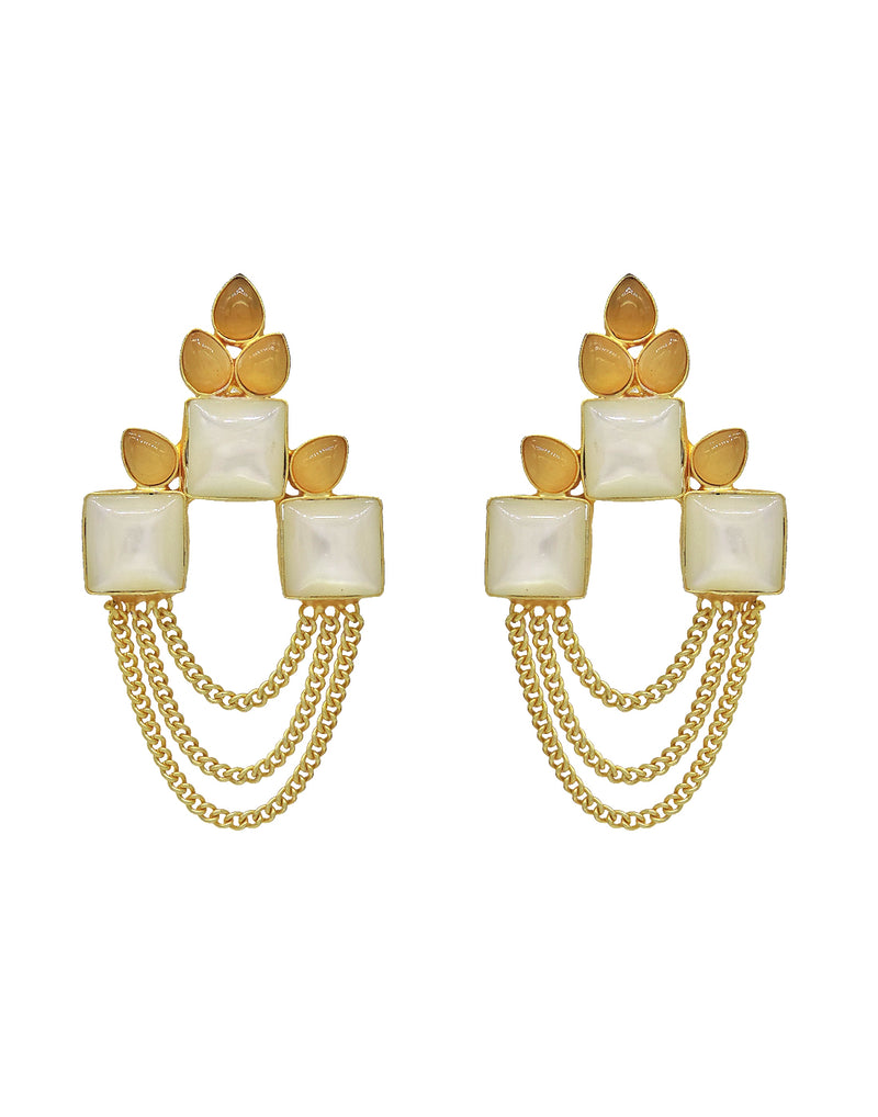 Shell Layered Earrings - Statement Earrings - Gold-Plated & Hypoallergenic - Made in India - Dubai Jewellery - Dori