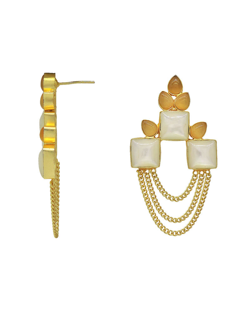 Shell Layered Earrings - Statement Earrings - Gold-Plated & Hypoallergenic - Made in India - Dubai Jewellery - Dori