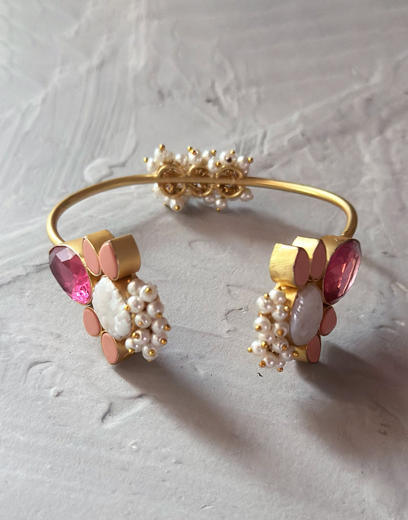 Red Monalisa Flower Cuff - Statement Bracelets & Cuffs - Gold-Plated & Hypoallergenic Jewellery - Made in India - Dubai Jewellery - Dori
