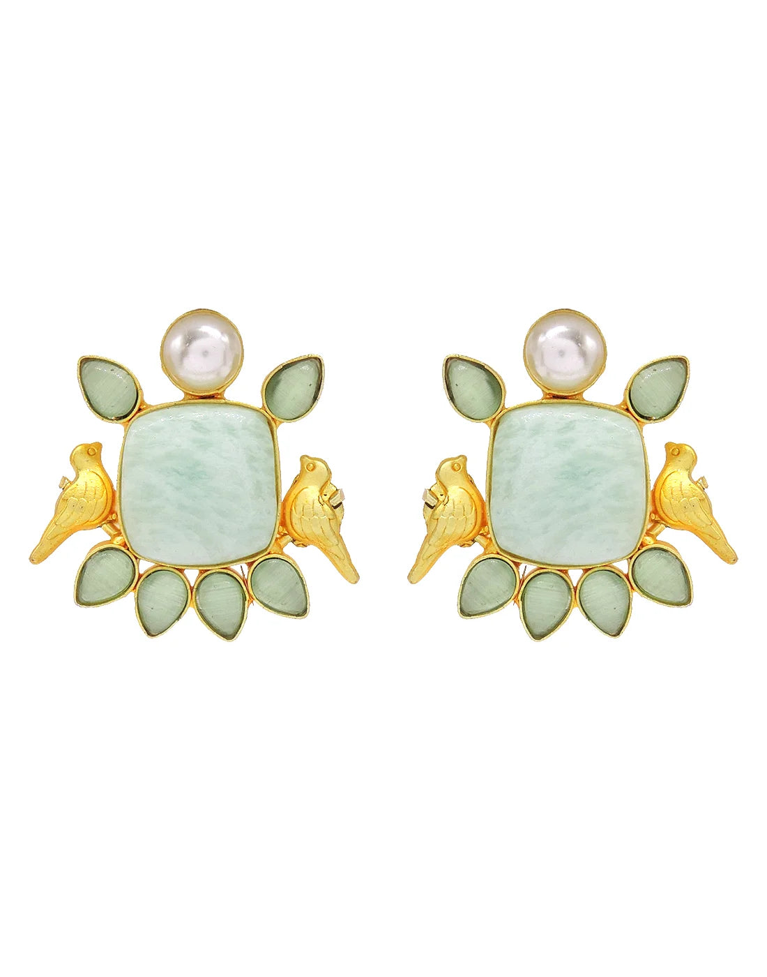 Amazonite Bird Earrings (Green)- Handcrafted Jewellery from Dori