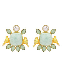 Amazonite Bird Earrings (Green)- Handcrafted Jewellery from Dori