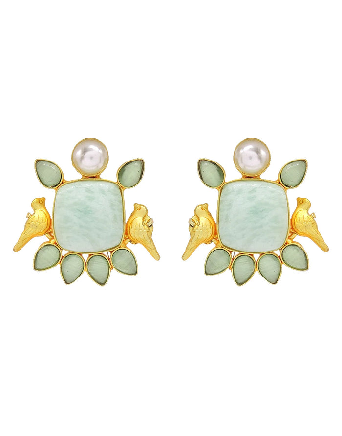 Amazonite Bird Earrings (Green)- Handcrafted Jewellery from Dori