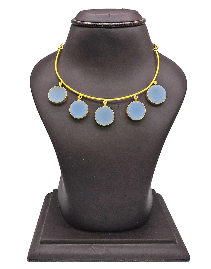 Blue Onyx Necklace - Statement Necklaces - Gold-Plated & Hypoallergenic Jewellery - Made in India - Dubai Jewellery - Dori