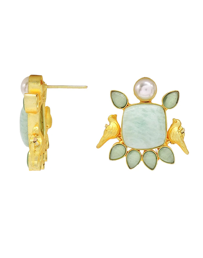 Amazonite Bird Earrings (Green)- Handcrafted Jewellery from Dori