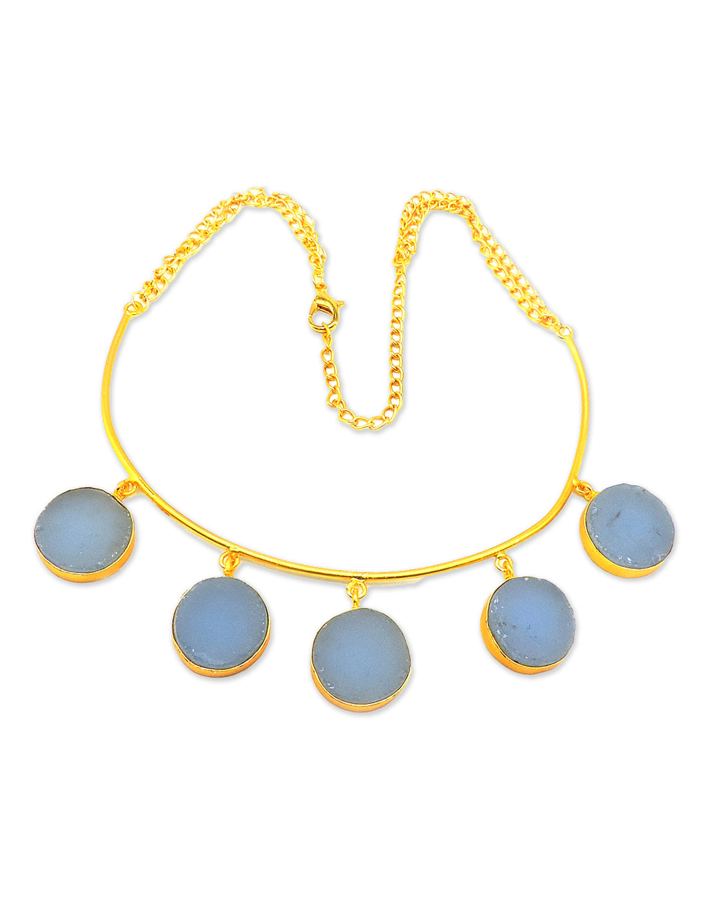 Blue Onyx Necklace - Statement Necklaces - Gold-Plated & Hypoallergenic Jewellery - Made in India - Dubai Jewellery - Dori