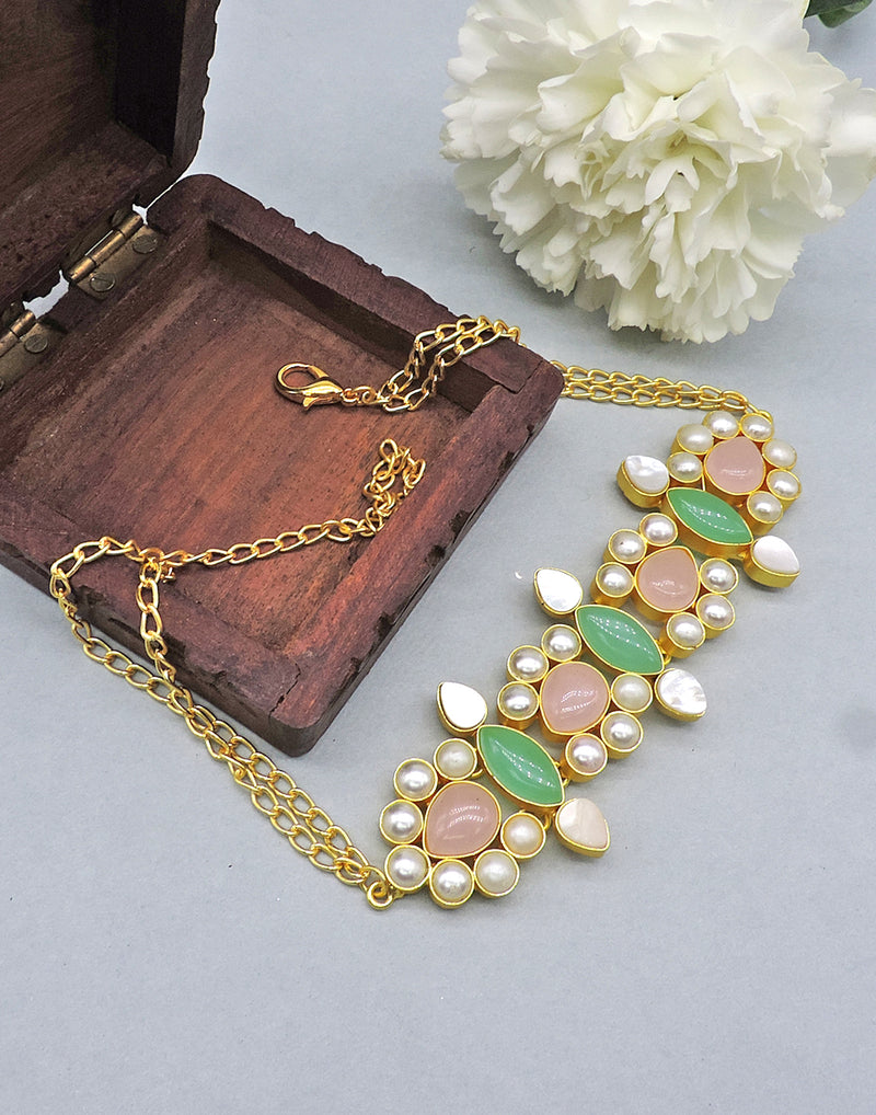 Flower Quad Necklace - Statement Necklaces - Gold-Plated & Hypoallergenic Jewellery - Made in India - Dubai Jewellery - Dori