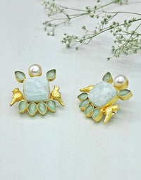 Amazonite Bird Earrings (Green)- Handcrafted Jewellery from Dori