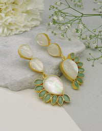 Floral Vine Earrings | Pink & Green - Statement Earrings - Gold-Plated & Hypoallergenic - Made in India - Dubai Jewellery - Dori