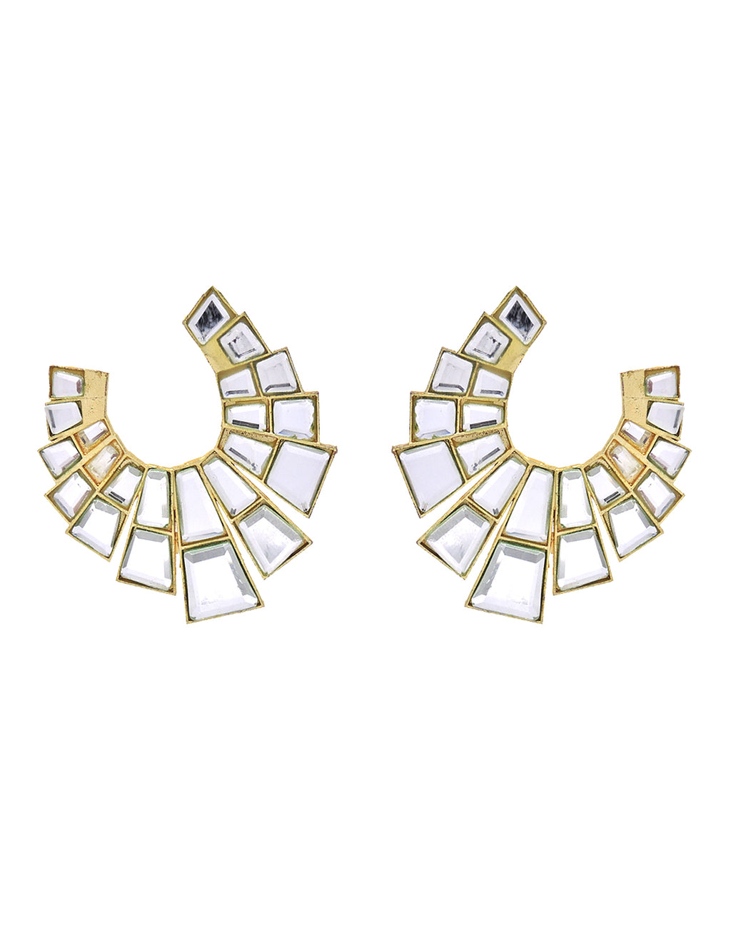 Crystal Half Hoops - Statement Earrings - Gold-Plated & Hypoallergenic - Made in India - Dubai Jewellery - Dori