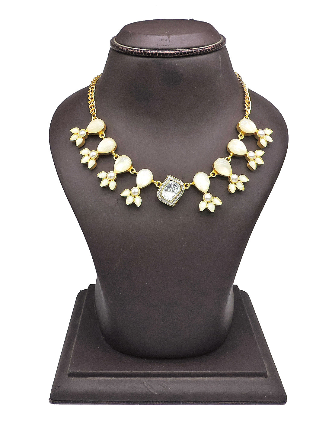 Crystal & Shell Necklace - Statement Necklaces - Gold-Plated & Hypoallergenic Jewellery - Made in India - Dubai Jewellery - Dori