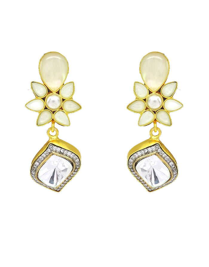 Flower Crystal Earrings - Statement Earrings - Gold-Plated & Hypoallergenic Jewellery - Made in India - Dubai Jewellery - Dori