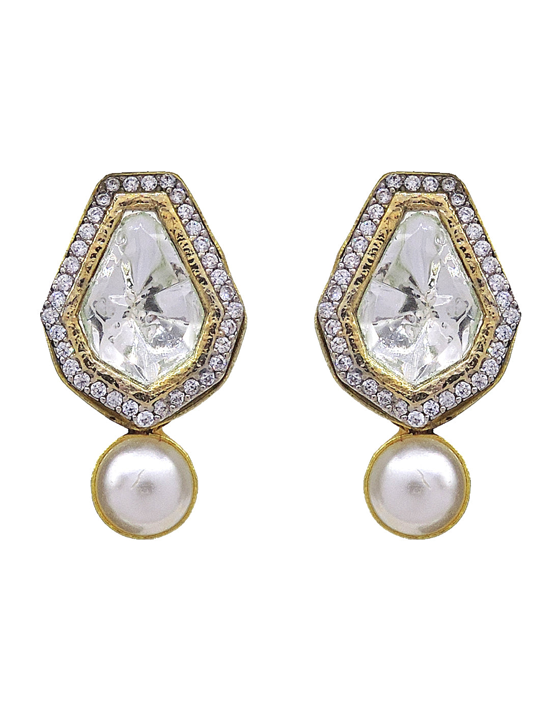 Crystal & Pearl Earrings - Statement Earrings - Gold-Plated & Hypoallergenic Jewellery - Made in India - Dubai Jewellery - Dori