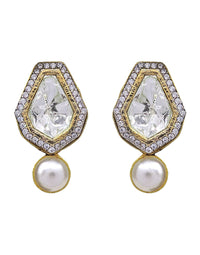 Crystal & Pearl Earrings - Statement Earrings - Gold-Plated & Hypoallergenic Jewellery - Made in India - Dubai Jewellery - Dori