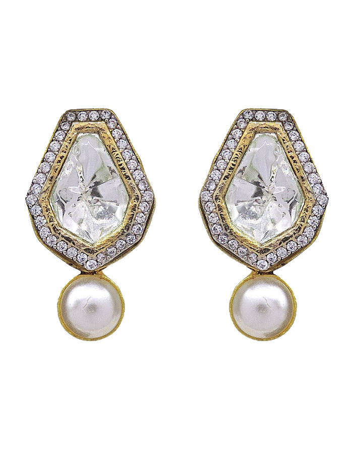 Crystal & Pearl Earrings - Statement Earrings - Gold-Plated & Hypoallergenic Jewellery - Made in India - Dubai Jewellery - Dori