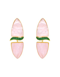 Cylinder Wave Earrings | Green & Raspberry - Statement Earrings - Gold-Plated & Hypoallergenic - Made in India - Dubai Jewellery - Dori