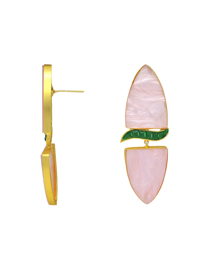 Cylinder Wave Earrings | Green & Raspberry - Statement Earrings - Gold-Plated & Hypoallergenic - Made in India - Dubai Jewellery - Dori