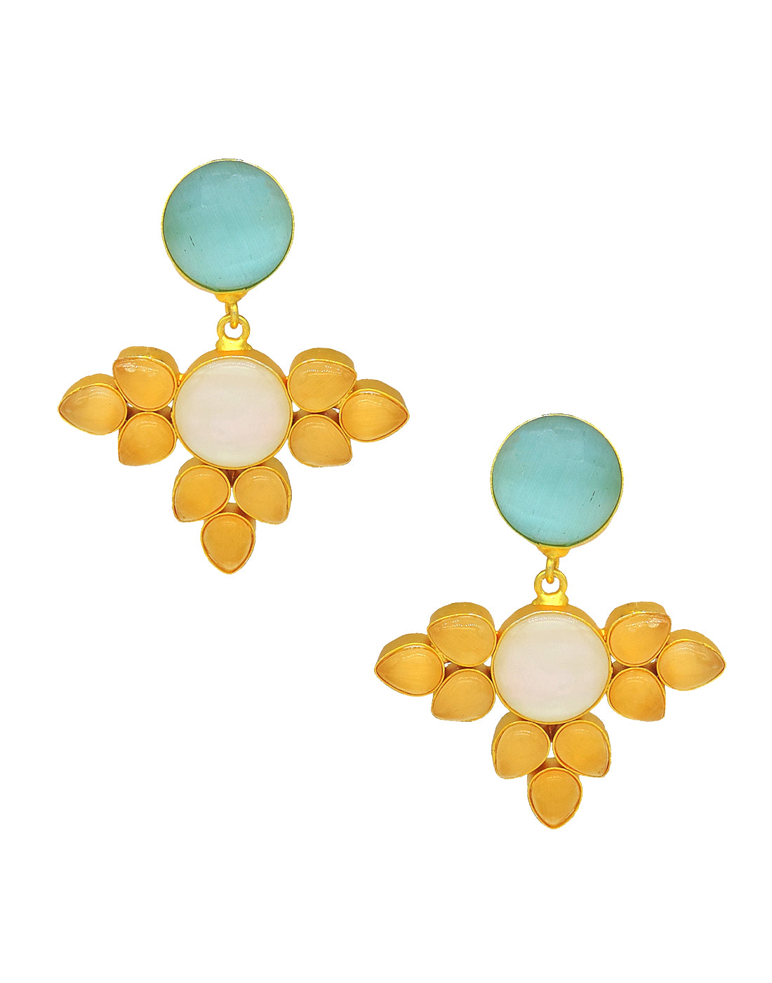 Azure & Ochre Earrings - Statement Earrings - Gold-Plated & Hypoallergenic - Made in India - Dubai Jewellery - Dori