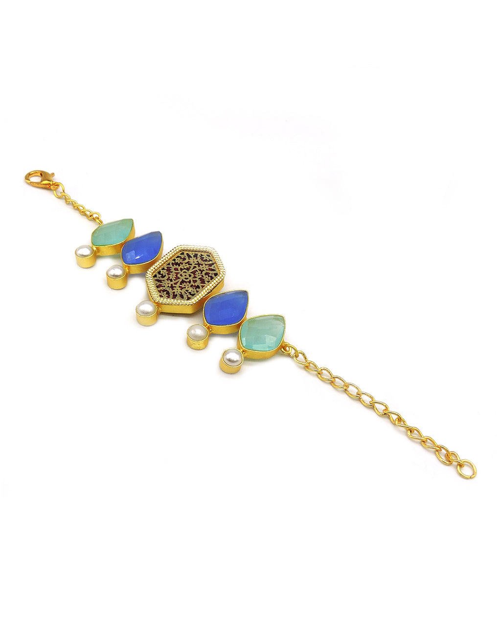 Jewelled Kundan Bracelet - Statement Bracelets & Cuffs - Gold-Plated & Hypoallergenic Jewellery - Made in India - Dubai Jewellery - Dori
