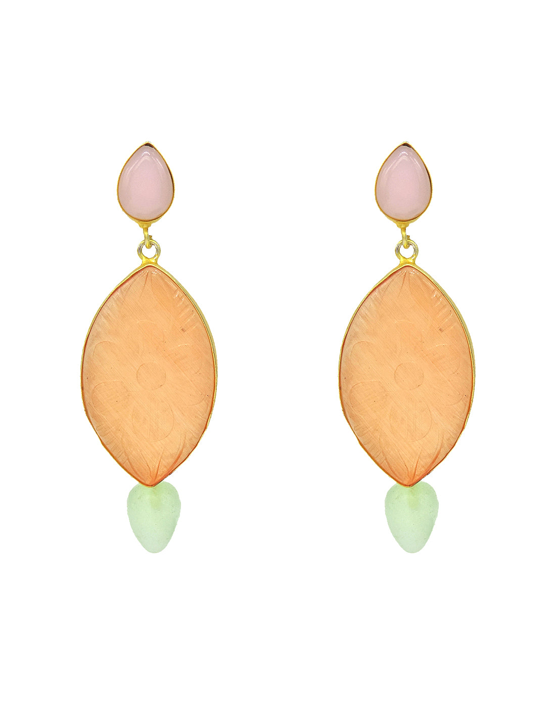 Oval Tangerine Earrings - Statement Earrings - Gold-Plated & Hypoallergenic - Made in India - Dubai Jewellery - Dori