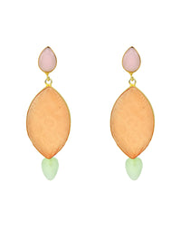 Oval Tangerine Earrings - Statement Earrings - Gold-Plated & Hypoallergenic - Made in India - Dubai Jewellery - Dori