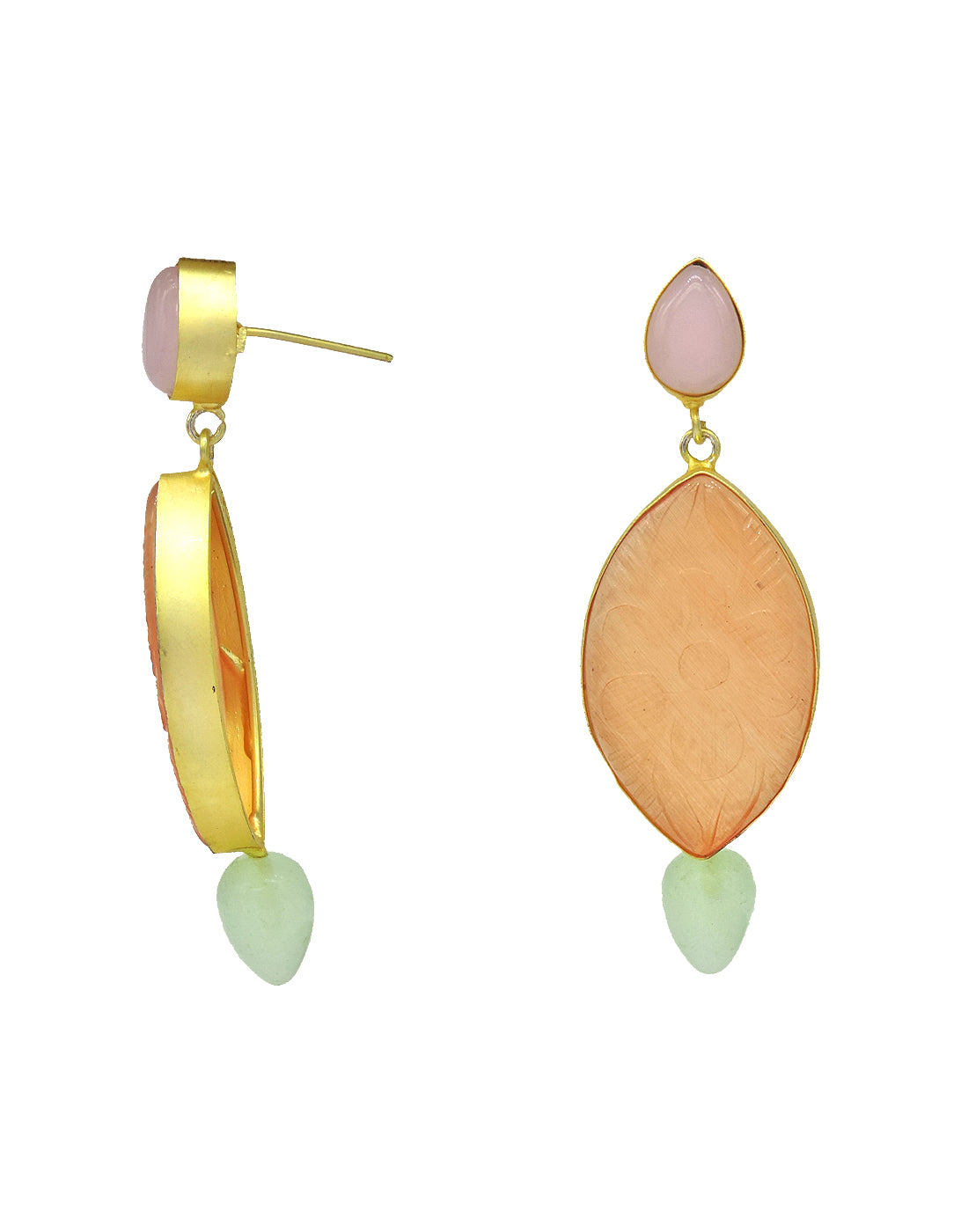 Oval Tangerine Earrings - Statement Earrings - Gold-Plated & Hypoallergenic - Made in India - Dubai Jewellery - Dori