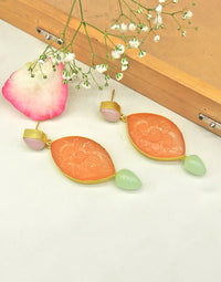 Oval Tangerine Earrings - Statement Earrings - Gold-Plated & Hypoallergenic - Made in India - Dubai Jewellery - Dori