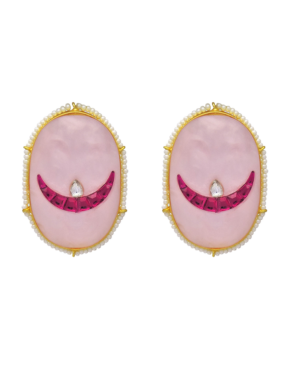 Oval Half Moon Earrings - Statement Earrings - Gold-Plated & Hypoallergenic - Made in India - Dubai Jewellery - Dori