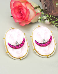 Oval Half Moon Earrings - Statement Earrings - Gold-Plated & Hypoallergenic - Made in India - Dubai Jewellery - Dori