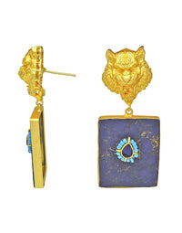 Jaguar Stone Earrings - Statement Earrings - Gold-Plated & Hypoallergenic - Made in India - Dubai Jewellery - Dori